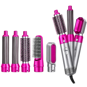 5-in-1 Hot Air Hair Styler & Volumizer Brush Set (Pink)
