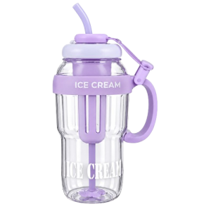Purple Ice Cream Tumbler with Straw
