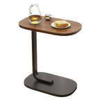 Wooden Top C-Shaped Side Table