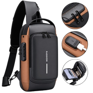 Anti-Theft Crossbody Sling Bag with USB Charging Port