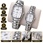 POSITIF Silver Couple Watches Set – Water-Resistant Quartz Watches