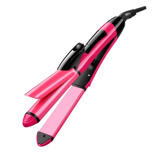 2-in-1 Hair Straightener & Curler – Pink and Black