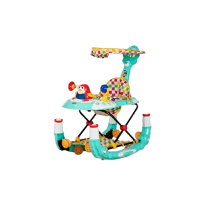 Colorful Baby Walker with Toy Tray and Canopy