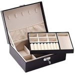 Black Jewelry Organizer Box with Beige Interior