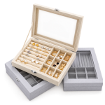 Jewelry Organizer Box with Glass Lid