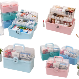 Portable Medical Storage Box with Transparent Lid & Lock