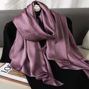 Premium Satin Silk Scarf – Mauve Pink